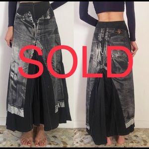 ❌SOLD❌ vintage 90s JEAN PAUL GAULTIER Trompe L'Oeil Demin Jeans Maxi Skirt